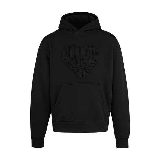 HEART HOODIE BLACK ON BLACK